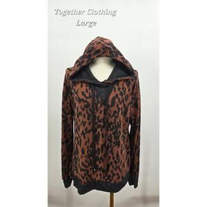 Together Clothing Boho Rock Edgy Casual Animal Print Hoodie